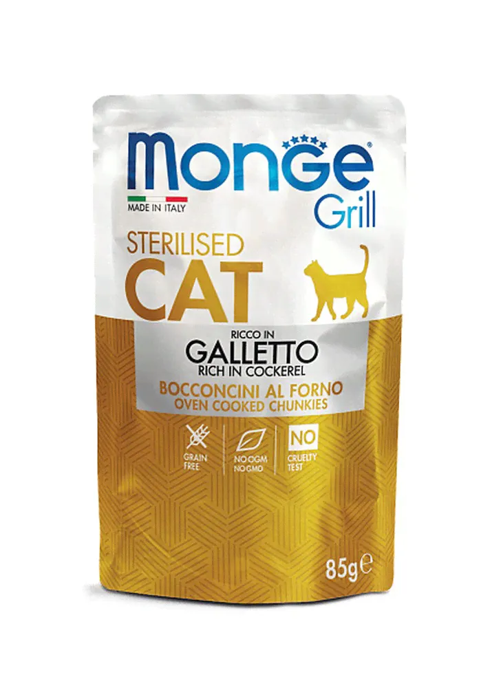 Monge Grill Sterilised Итальянская курица пауч для кошек 85 г-2